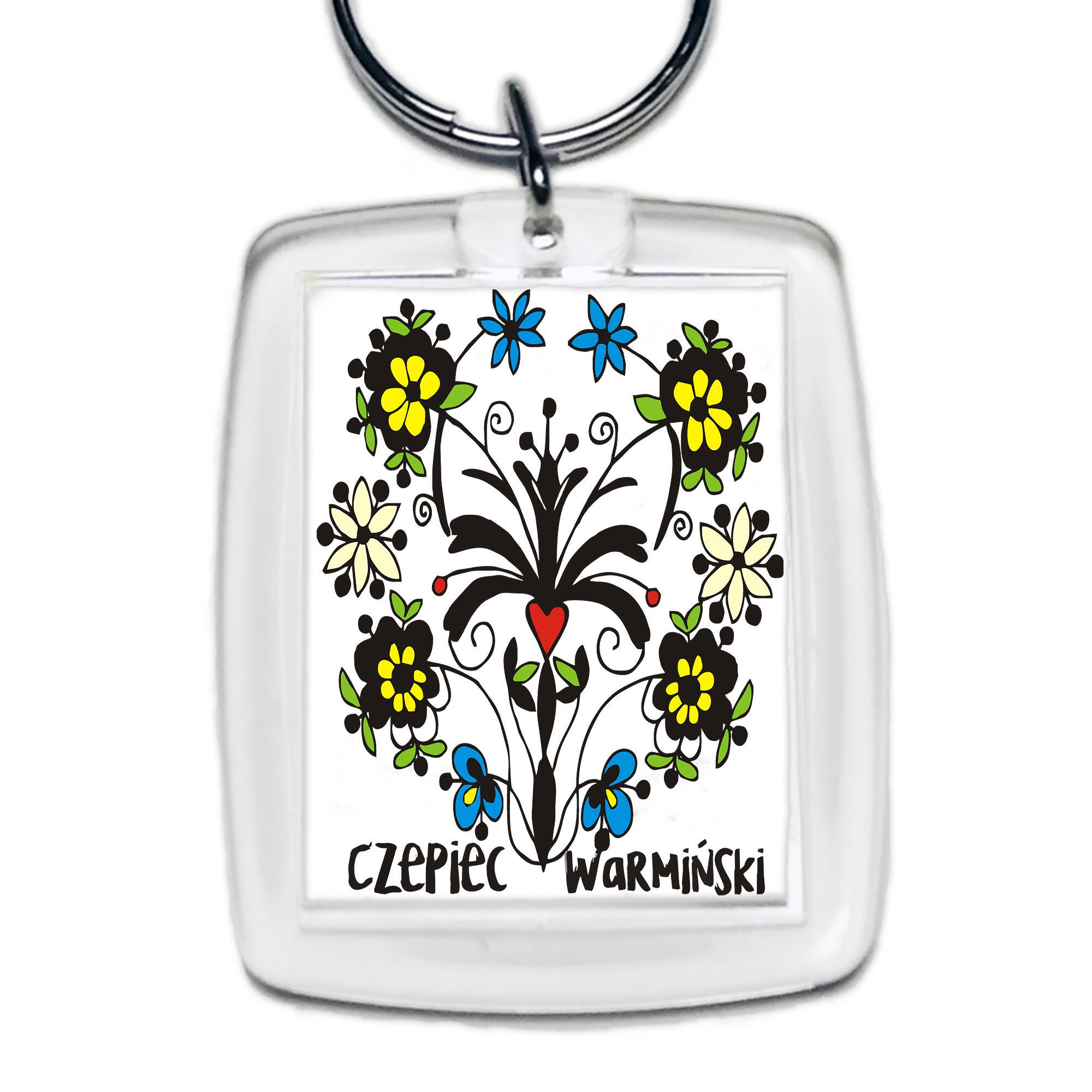 Brelok akrylowy Ziemia Warmii - haft i serce