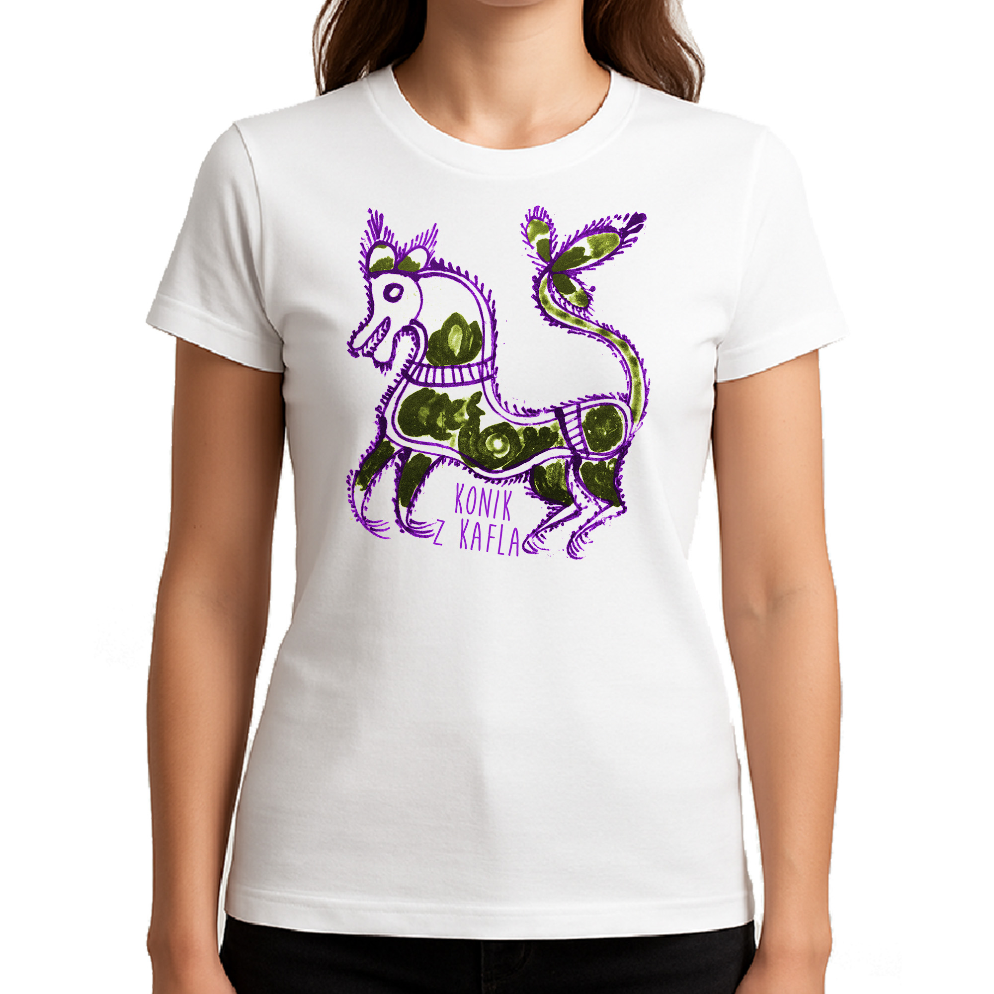 Koszulka damska Konik z Kafla - Ludowa Warmia
