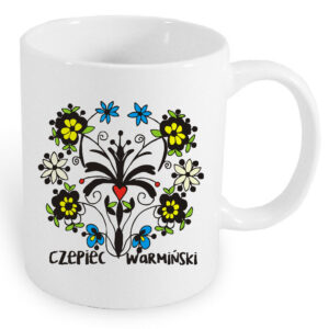 Kubek ceramiczny Ziemia Warmii - haft i serce