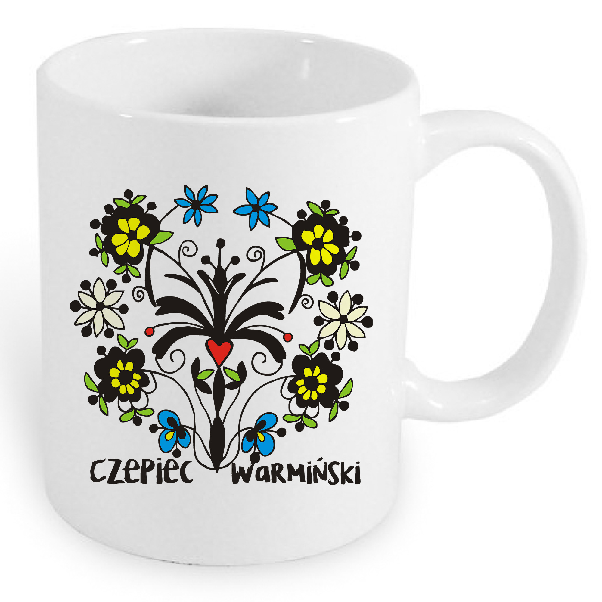Kubek ceramiczny Ziemia Warmii - haft i serce