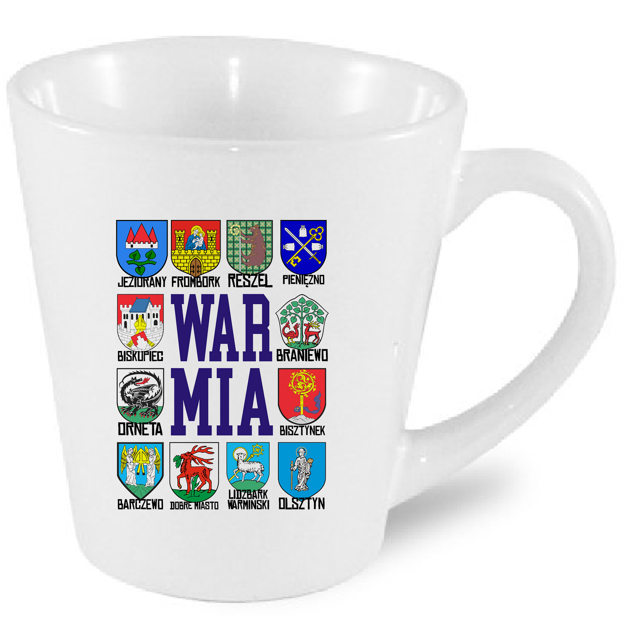 Kubek latte Herby Miast Warmii