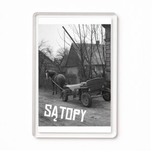 Magnes akrylowy Sątop - Warmia w czerni i bieli