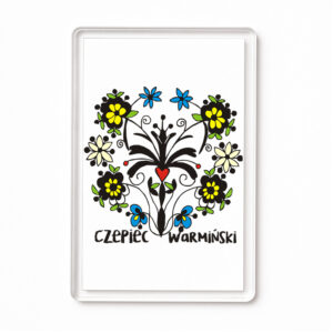 Magnes akrylowy Ziemia Warmii - haft i serce