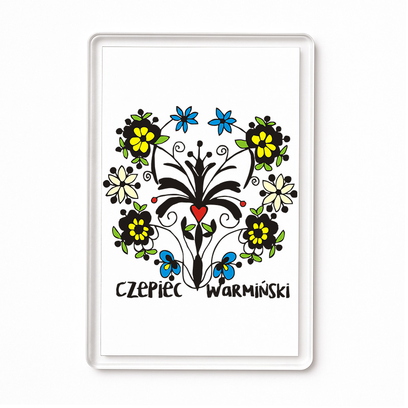 Magnes akrylowy Ziemia Warmii - haft i serce