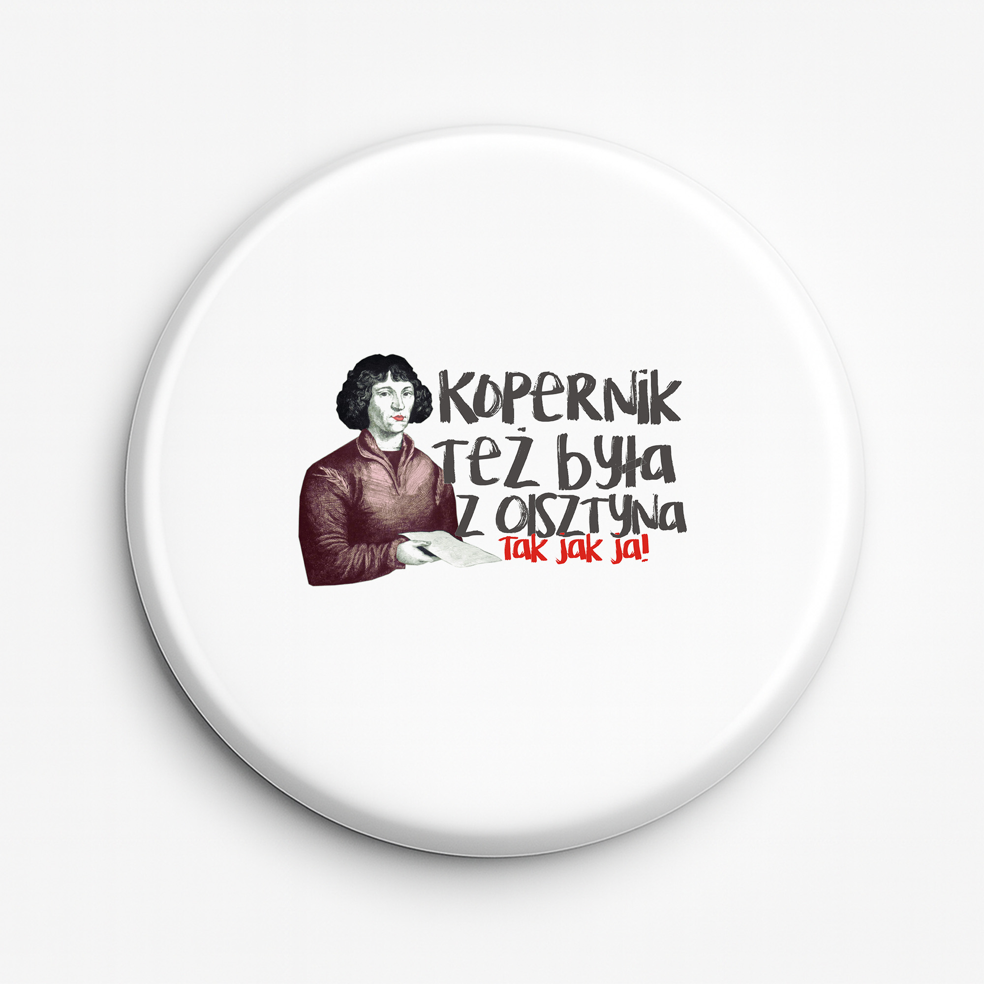 Przypinka pamiątkowa Kopernik też była z Olsztyna
